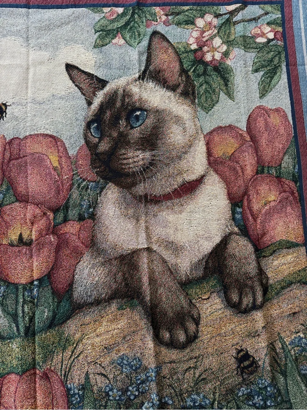 Siamese Cat Decorative Throw Blanket - Blue & Multicolor
